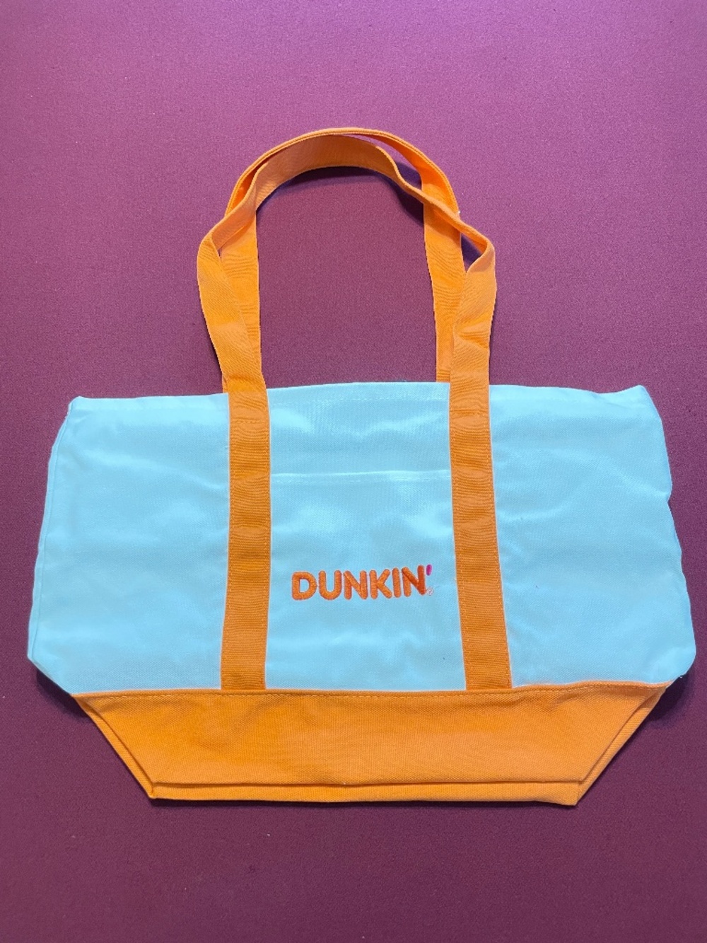 Dunkin Canvas Tote Bag White with Orange Accents New